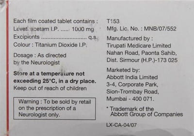 Levilex 1gm Strip Of 10 Tablets