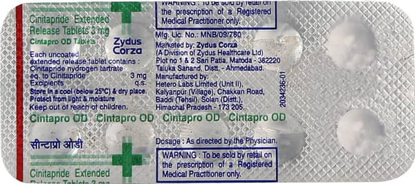 Cintapro Od 3mg Strip Of 10 Tablets