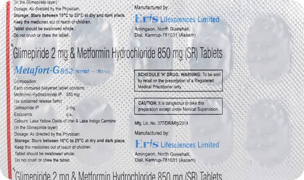 Metafort G 852mg Strip Of 10 Tablets