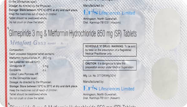 Metafort G 853mg Strip Of 10 Tablets