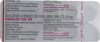 Baclof Od 30mg Strip Of 10 Tablets