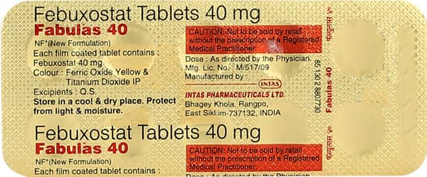 फेबुलास 40एमजी की स्ट्रिप 10 टैबलेट्स