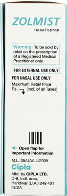 Zolmist 5mg Bottle Of 0.7ml Nasal Spray