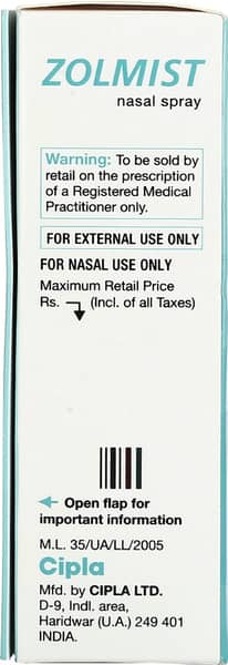 Zolmist 5mg Bottle Of 0.7ml Nasal Spray