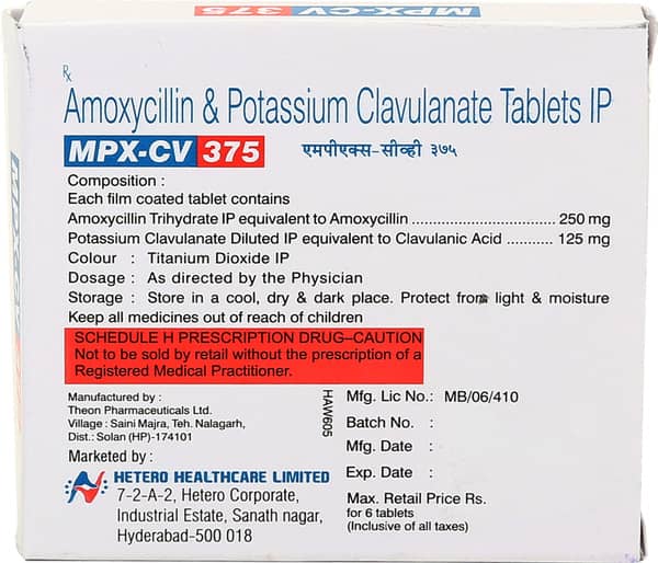 Mpx Cv 375mg Strip Of 6 Tablets