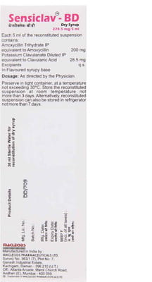 Sensiclav Bd 228.5mg Bottle Of 30ml Dry Syrup