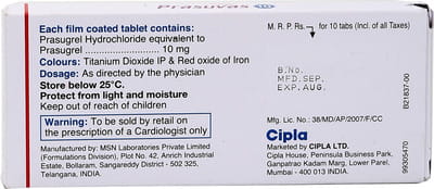 Prasuvas 10mg Strip Of 10 Tablets