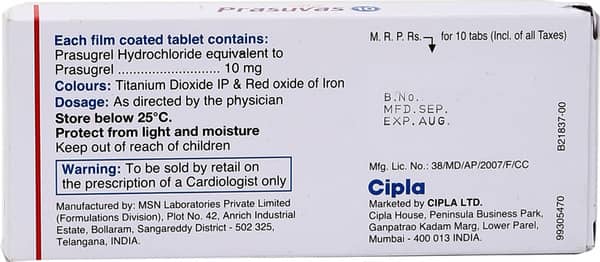 Prasuvas 10Mg Strip Of 10 Tablets
