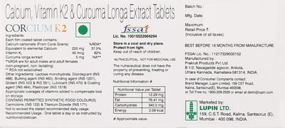 Corcium K2 Strip Of 10 Tablets
