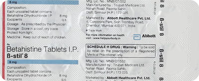 B Stil 8mg Strip Of 10 Tablets