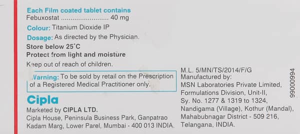 Febucip 40mg Strip Of 10 Tablets