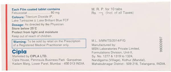 Febucip 80mg Strip Of 10 Tablets
