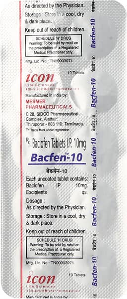 Bacfen 10mg Strip Of 10 Tablets