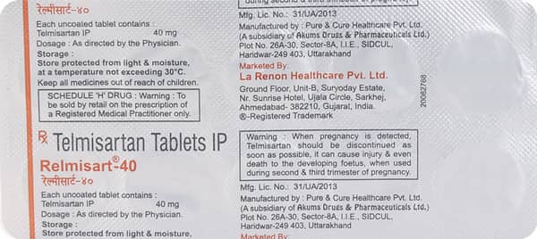 Relmisart 40mg Strip Of 10 Tablets