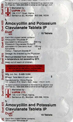 Duet 625mg Strip Of 10 Tablets