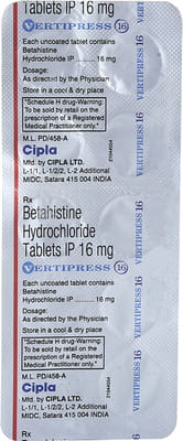 Vertipress 16mg Strip Of 10 Tablets