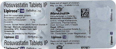 Lipirose 10mg Strip Of 10 Tablets