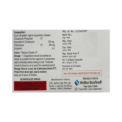 Clindazole Strip Of 7 Vaginal Suppositories