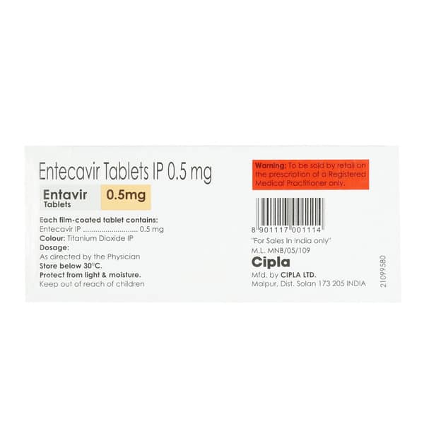 Entavir 0.5Mg Strip Of 10 Tablets