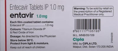 Entavir 1mg Strip Of 10 Tablets