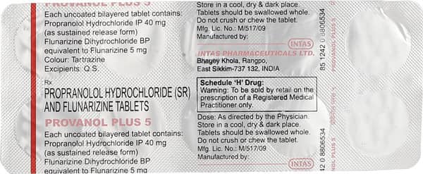 Provanol Plus 5mg Strip Of 10 Tablets