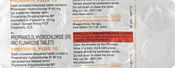 Provanol Plus 10mg Strip Of 10 Tablets