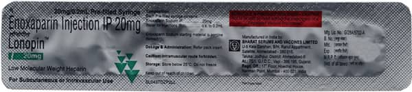 Lonopin 20mg Pre Filled Syringe Of 0.2ml Injection