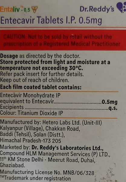 Entaliv 0.5mg Bottle Of 30 Tablets