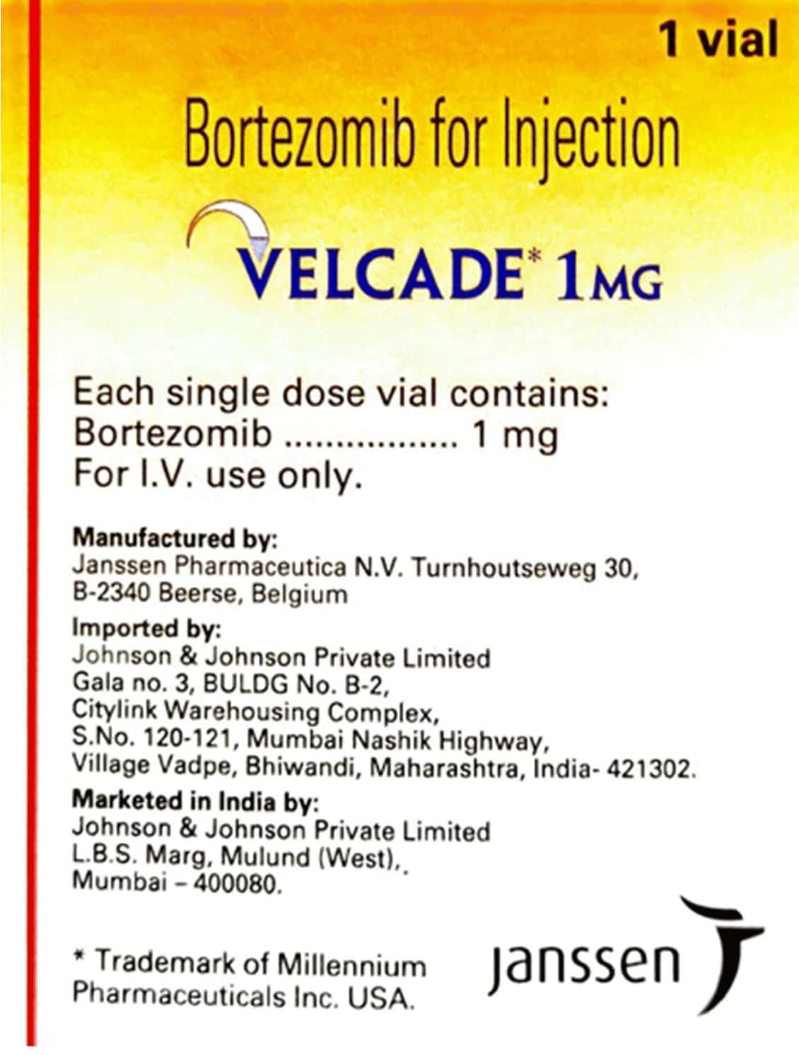 velcade 1mg vial of 1 injection
