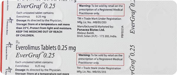 Evergraf 0.25mg Strip Of 10 Tablets