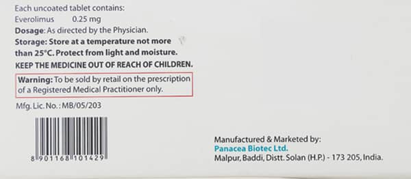 Evergraf 0.25mg Strip Of 10 Tablets