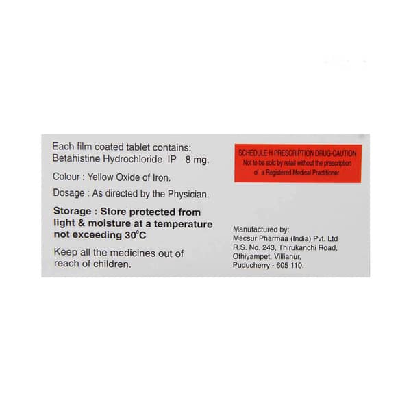 Bvert 8mg Strip Of 10 Tablets