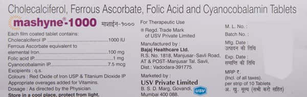 Mashyne 1000 Strip Of 10 Tablets