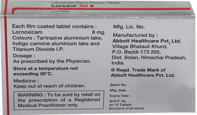 Lorsaid Sd 8mg Strip Of 10 Tablets