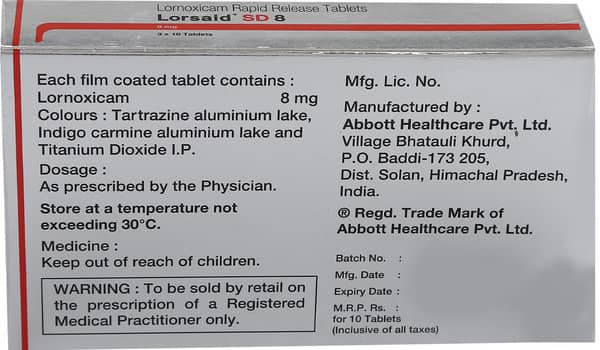 Lorsaid Sd 8mg Strip Of 10 Tablets