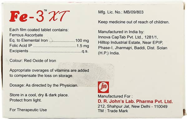 Fe 3 Xt Strip Of 10 Tablets