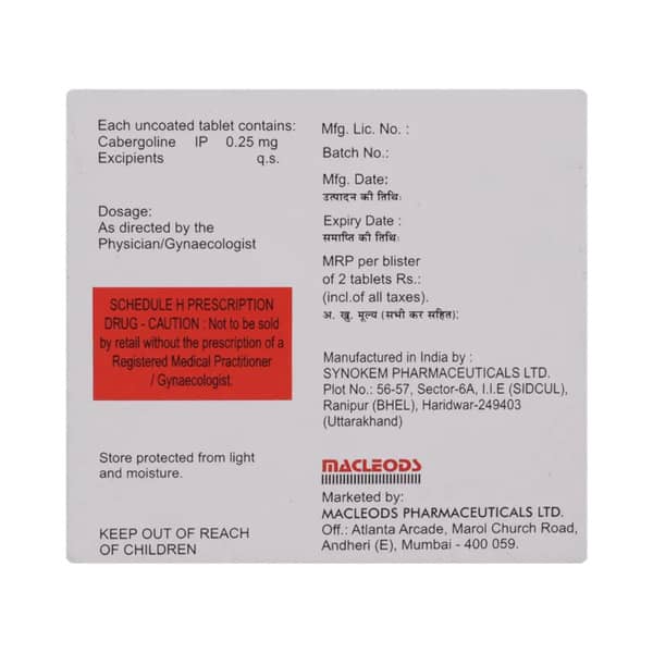 Cabliz 0.25Mg Strip Of 2 Tablets