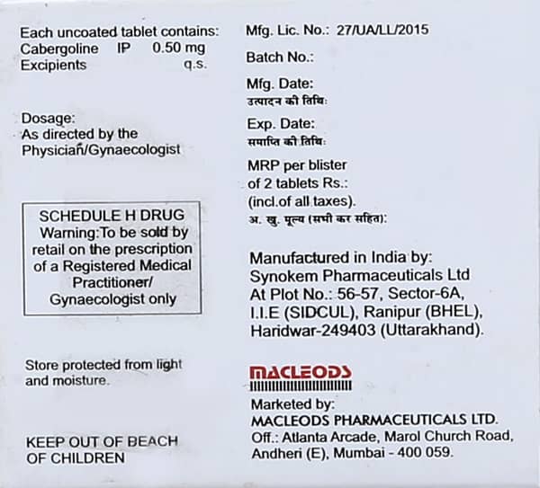 Cabliz 0.5mg Strip Of 2 Tablets