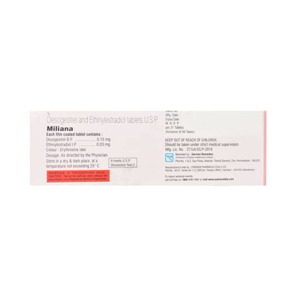 Miliana Strip Of 21 Tablets