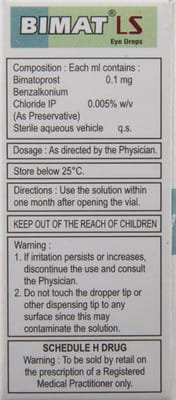 Bimat Ls Bottle Of 3ml Eye Drops