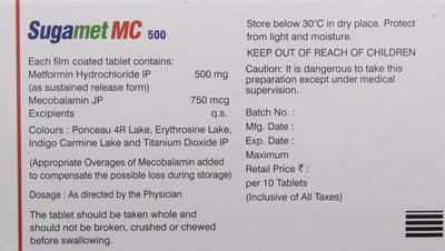 Sugamet Mc 500mg Strip Of 10 Tablets