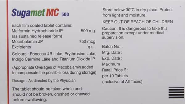 Sugamet Mc 500mg Strip Of 10 Tablets