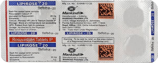 Lipirose 20mg Strip Of 10 Tablets