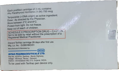 Terifrac 750mcg Cartridge Of 3ml Solution For Injection