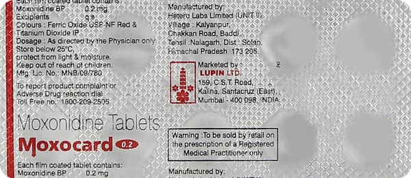 Moxocard 0.2mg Strip Of 10 Tablets