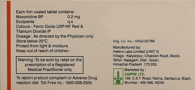 Moxocard 0.2mg Strip Of 10 Tablets