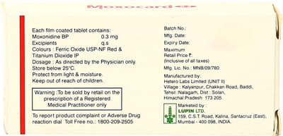Moxocard 0.3mg Strip Of 10 Tablets