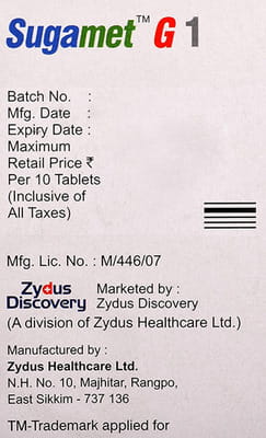 Sugamet G 1mg Strip Of 10 Tablets