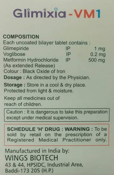 Glimixia M 1Mg Strip Of 10 Tablets