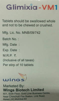 Glimixia M 1mg Strip Of 10 Tablets